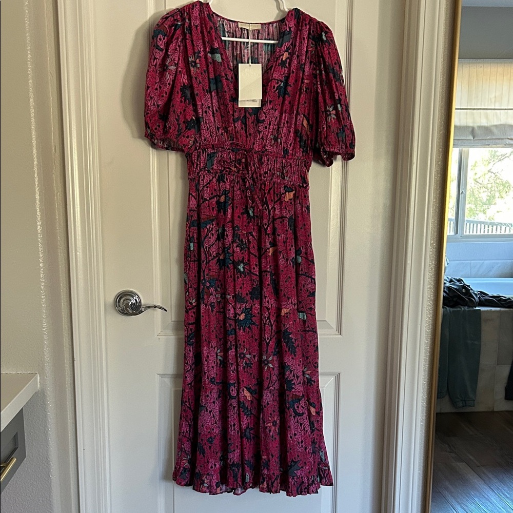 Ulla Johnson Thelma Puff Sleeve midi dress snapdragon 2 new